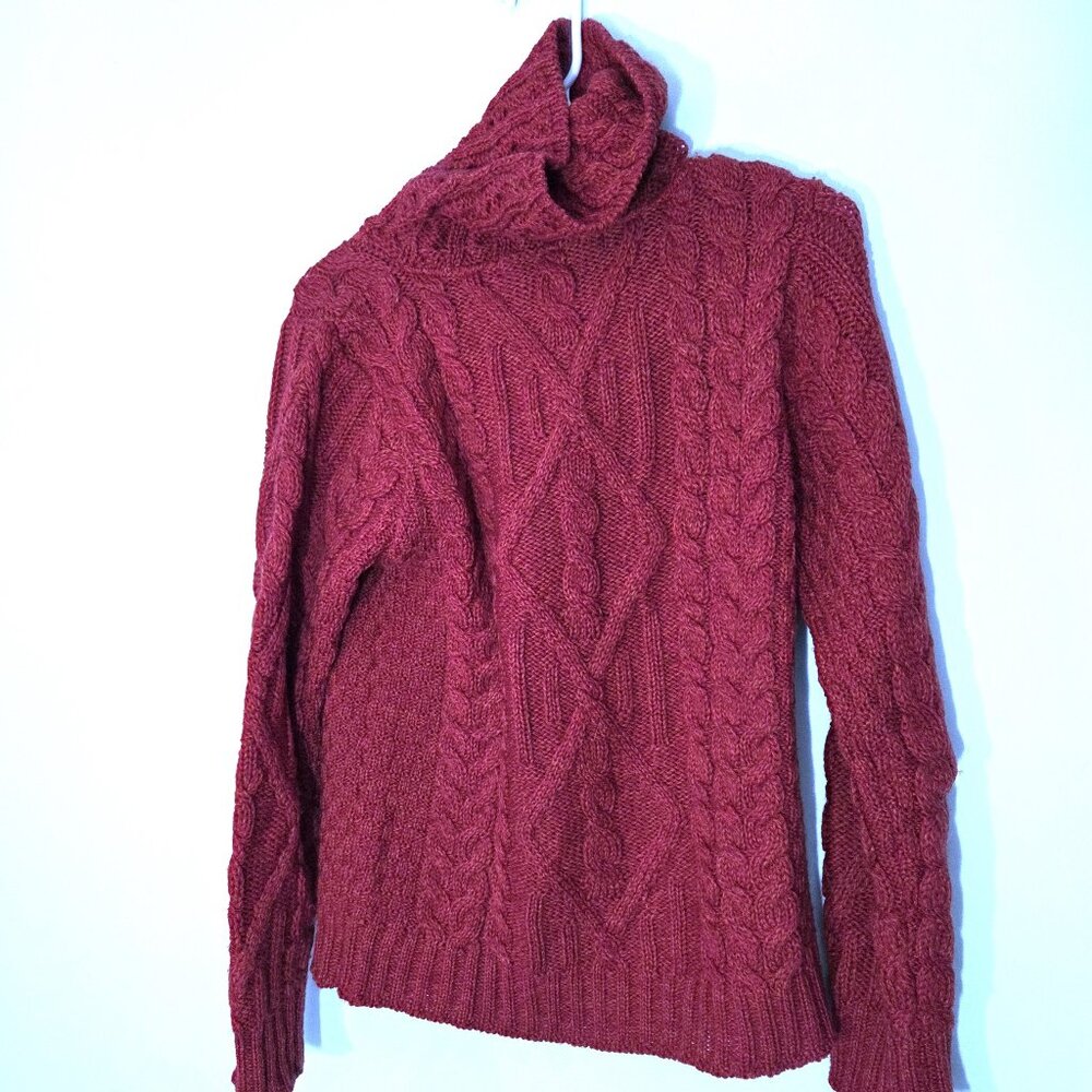Inis Crafts Irish Wool Cable Knit Wool Sweater Size S